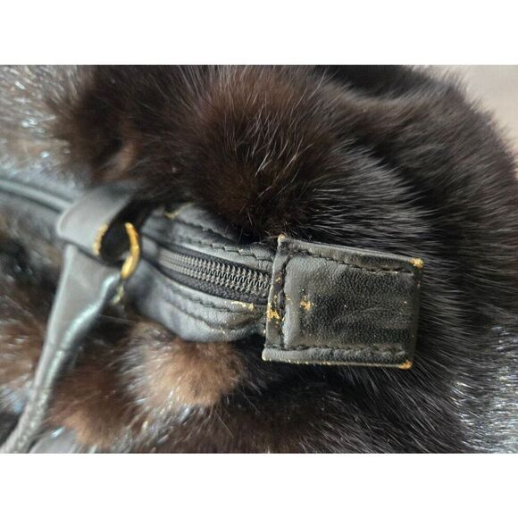 Vintage 1950s Dark Brown Fox Handbag - Picture 9 of 12
